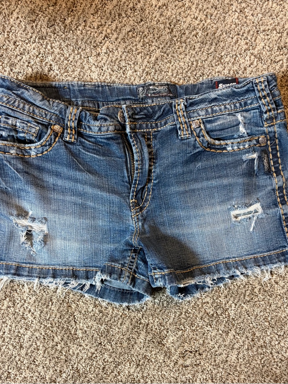 Silver Jeans Blue Denim Short with Braided Stitch Detail - Picture 3 of 4